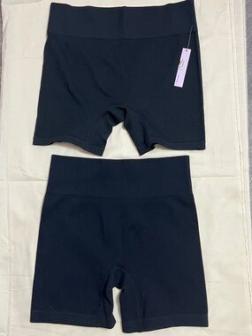 wild fable Black Ribbed High-Rise Bike Shorts Duo